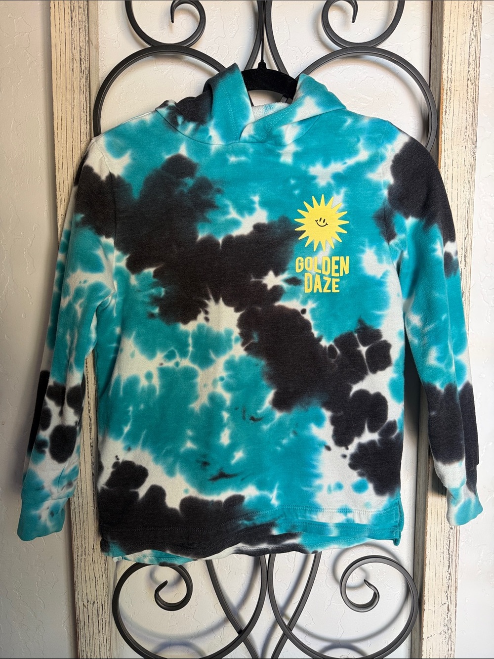 art class | Kid’s Tie-Dye Hoodie - Teal & Black | Size Medium 8/10